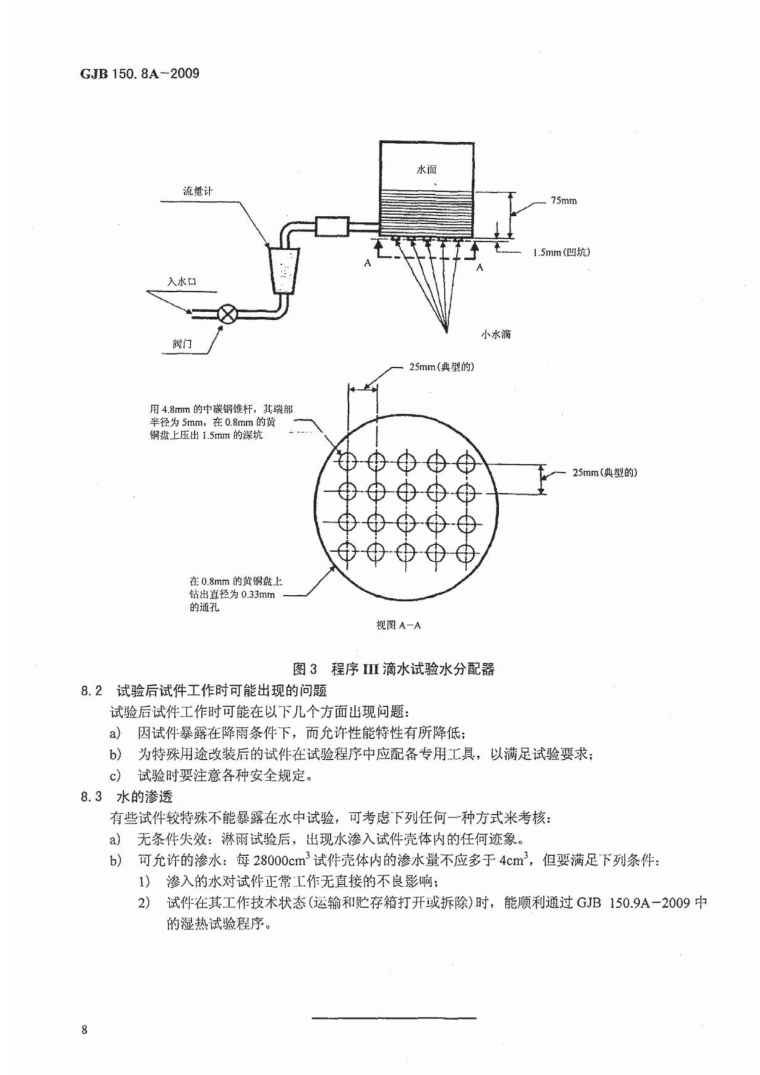 GJB150.8A-2009 《軍用裝備淋雨試驗(yàn)方法》內(nèi)容
